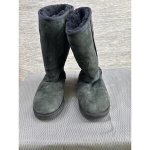 UGG Boots Womens Size 8 Green Suede Shearling Mid Calf Winter Boots 1016224